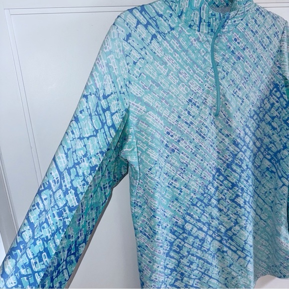 Ibkul Long Sleeve Mock 1/2 Zip Liz Jade/Lavender Print SPF 50 Sz XS - Picture 5 of 11